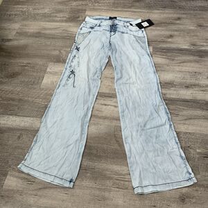 NEW Virgin Only VO Womens 7 Lightweight Denim Jeans Embellished Sequin Pants